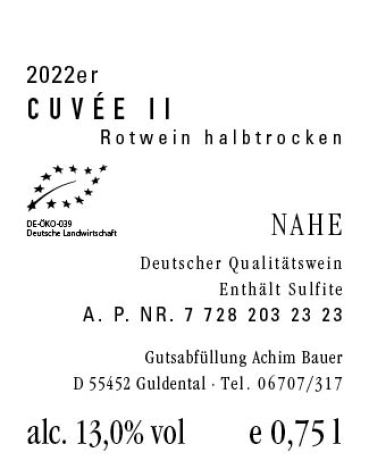 Nr. 41  2022 Cuvée II Rotwein halbtrocken